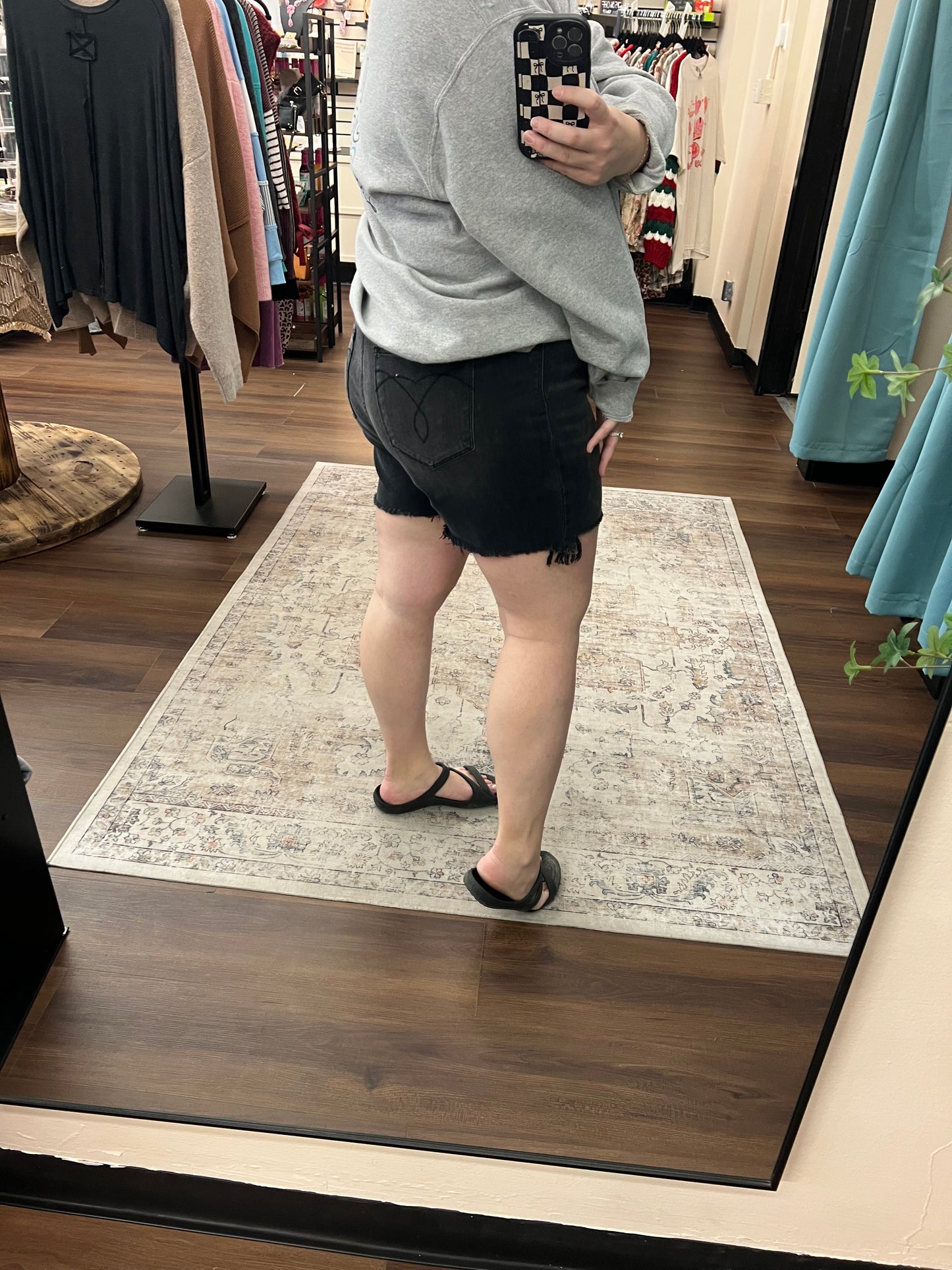 Black Cut Off Dad Shorts