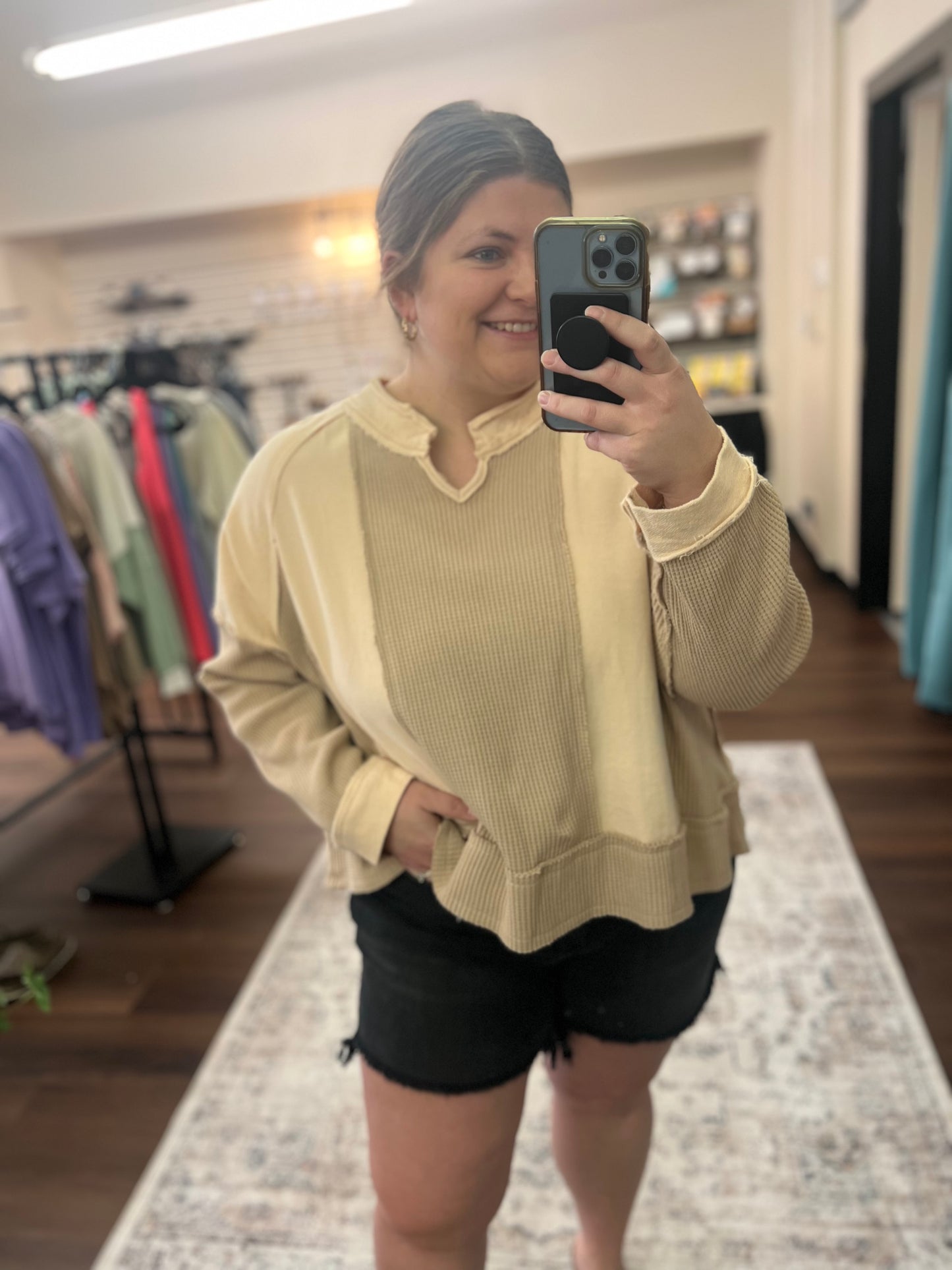 Waffle contrast Pullover - 2 Colors