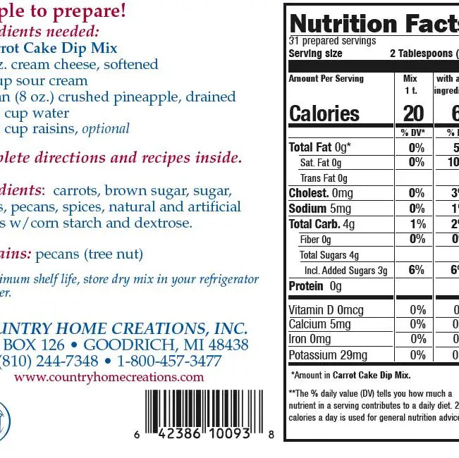 Carrot Cake Dip Mix