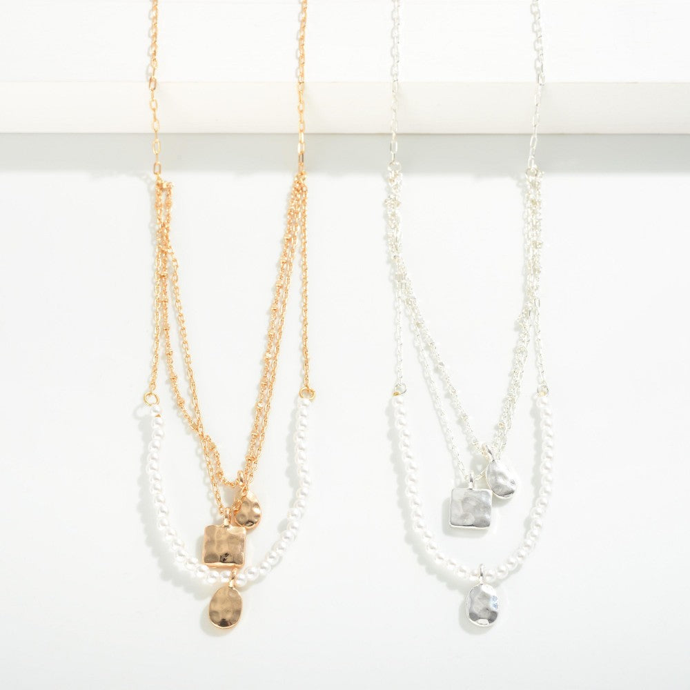 Pearl Geometric Layered Necklace