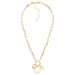 Paperclip Chain Heart & Cross Necklace