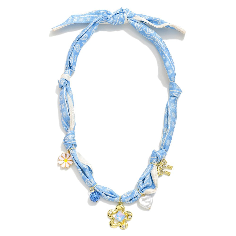 Bandana Flower Charm Necklace