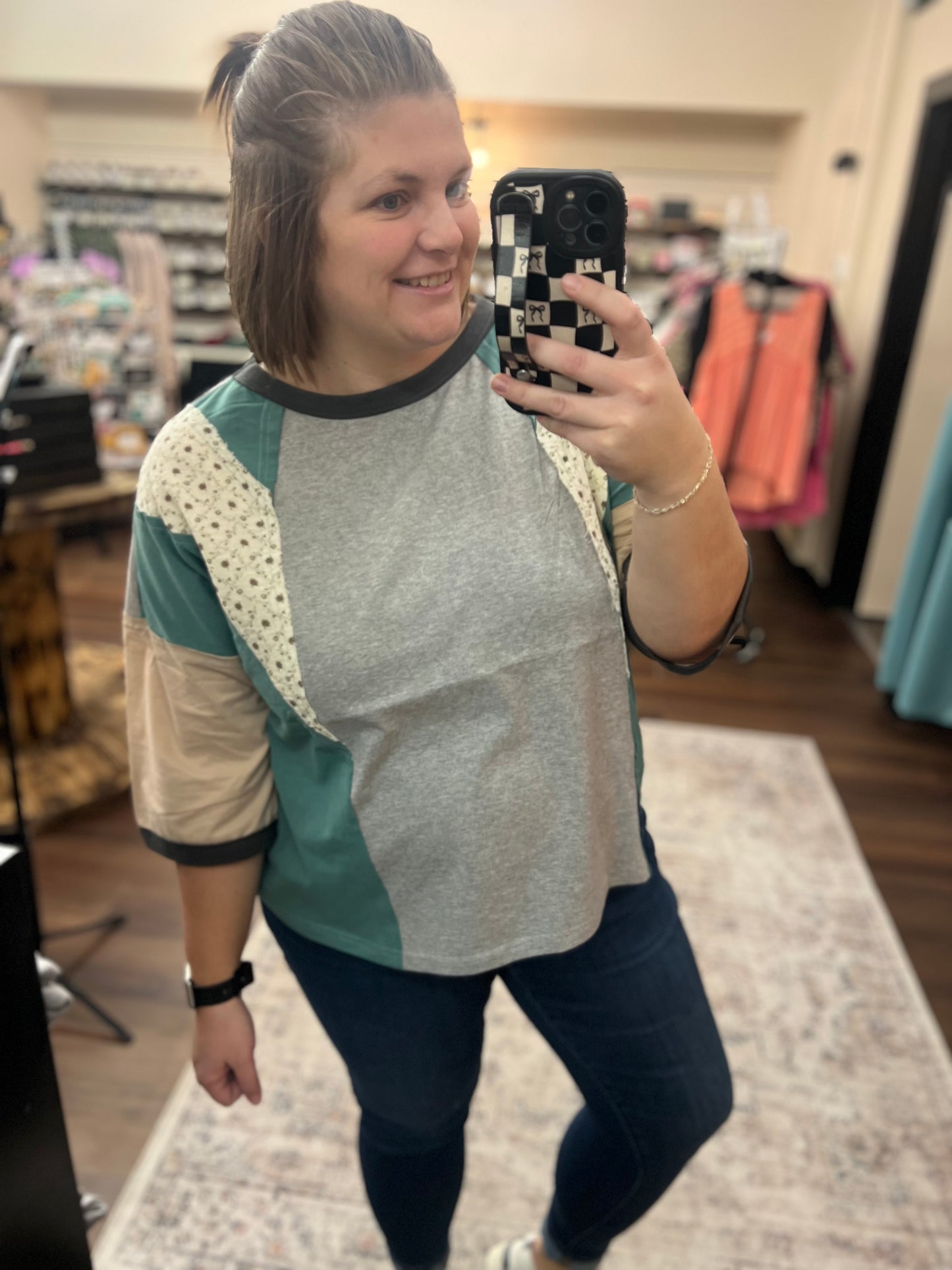 Jersey Floral Panel Top