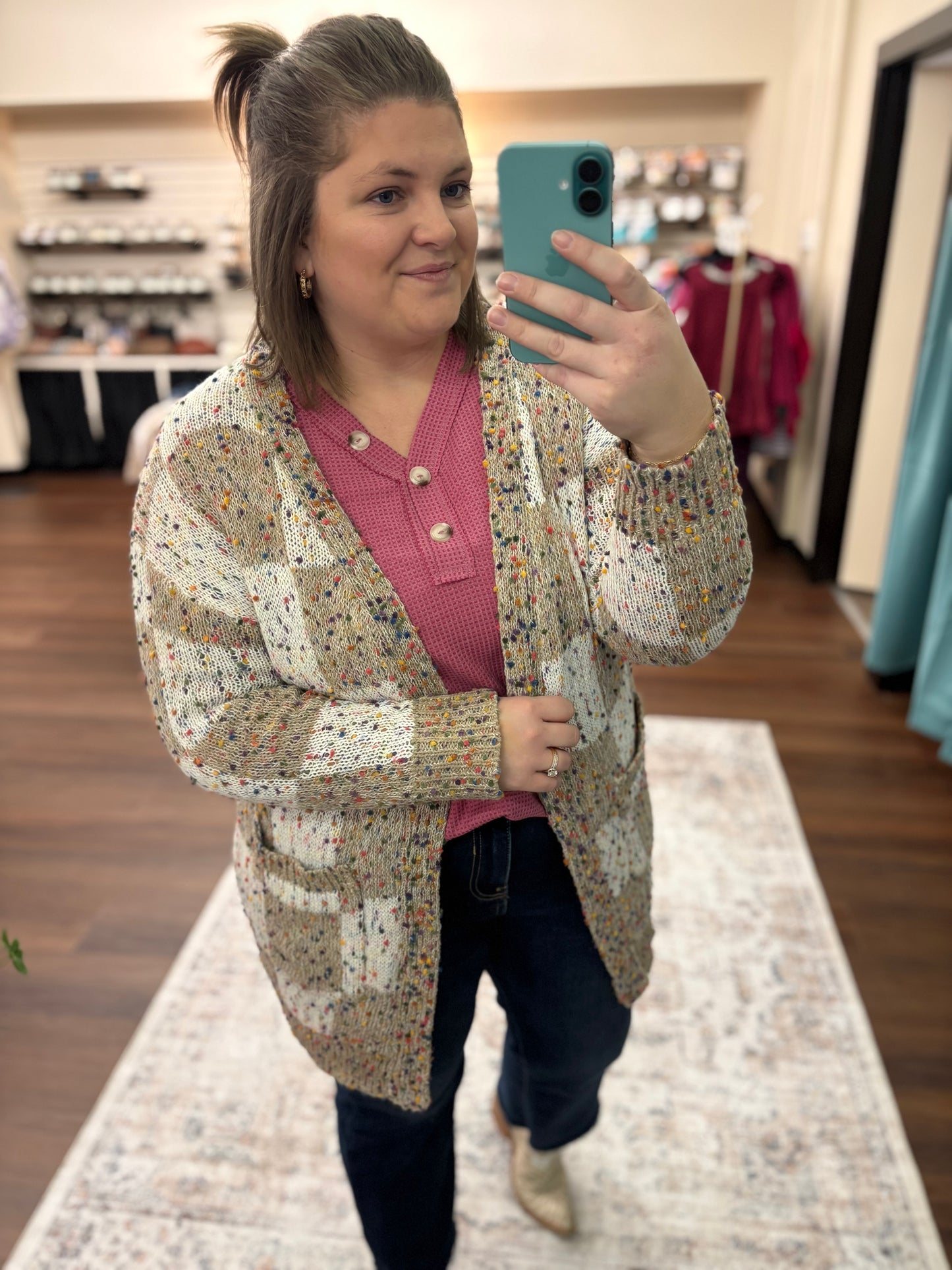 Checkered Dot Cardigan