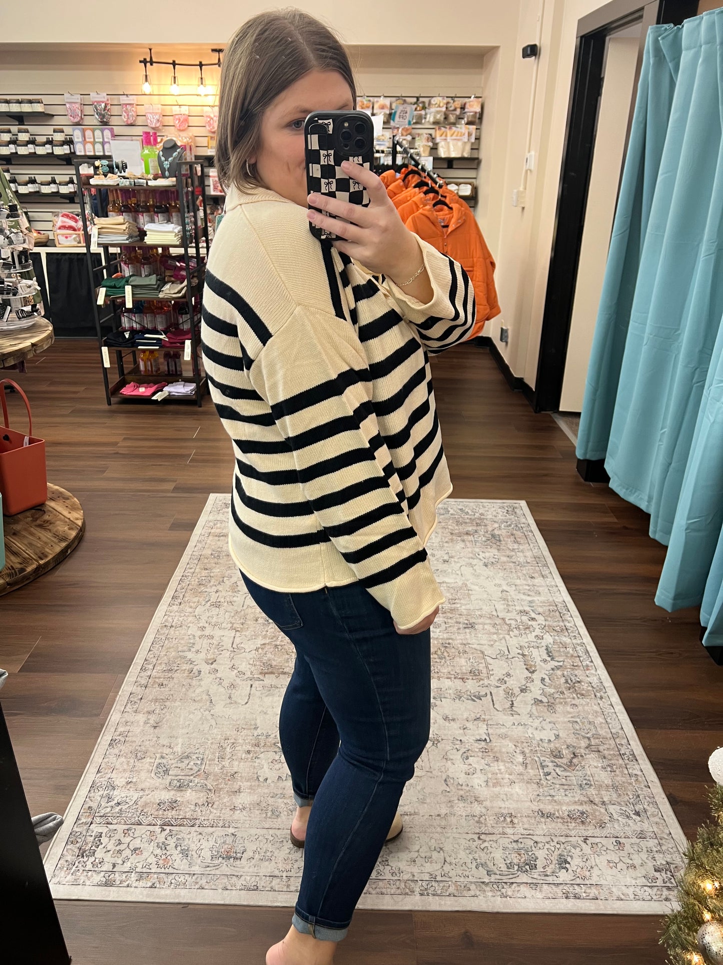 Lace Up Collared Sweater