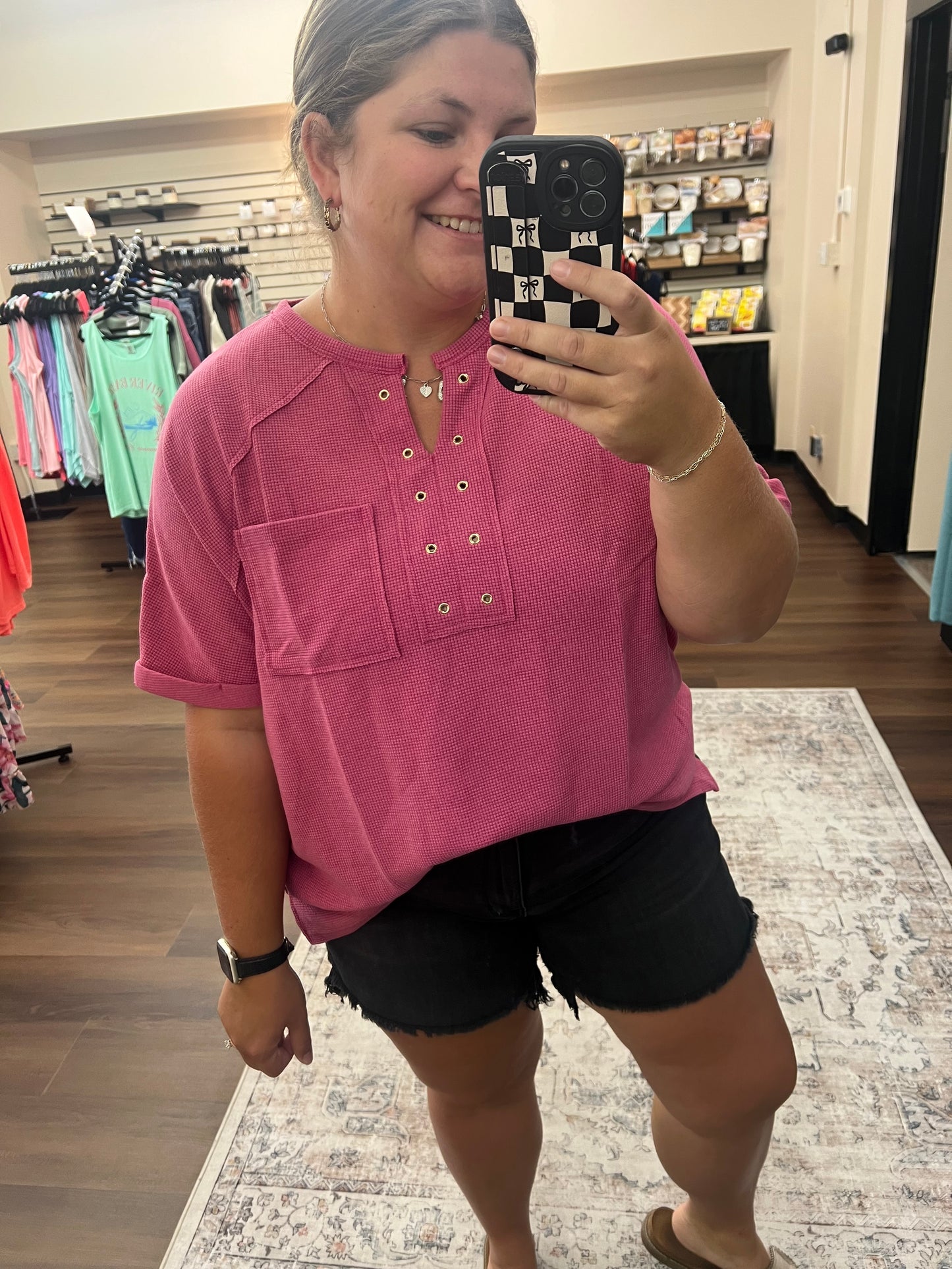 Waffle Studded Tee - 2 Colors