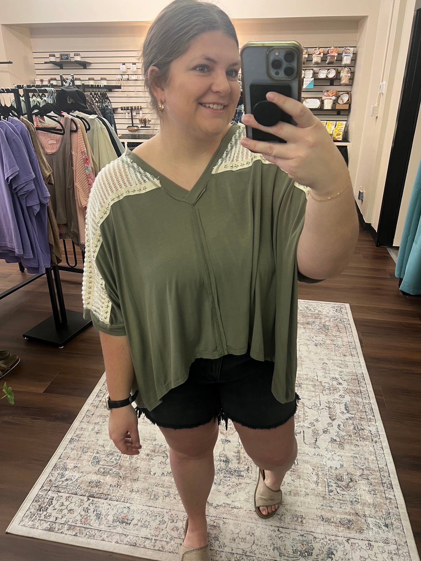 Olive Studded Tee