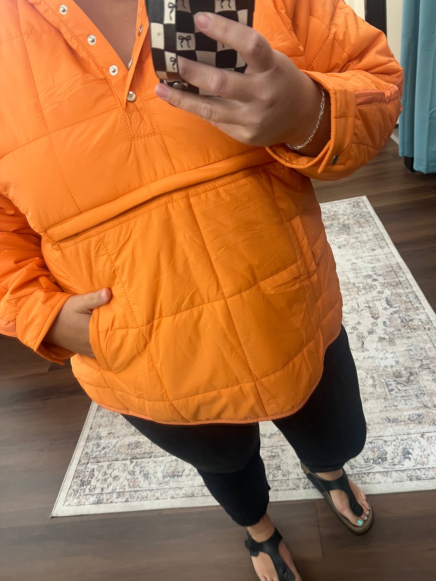 Orange Puffer Pullover