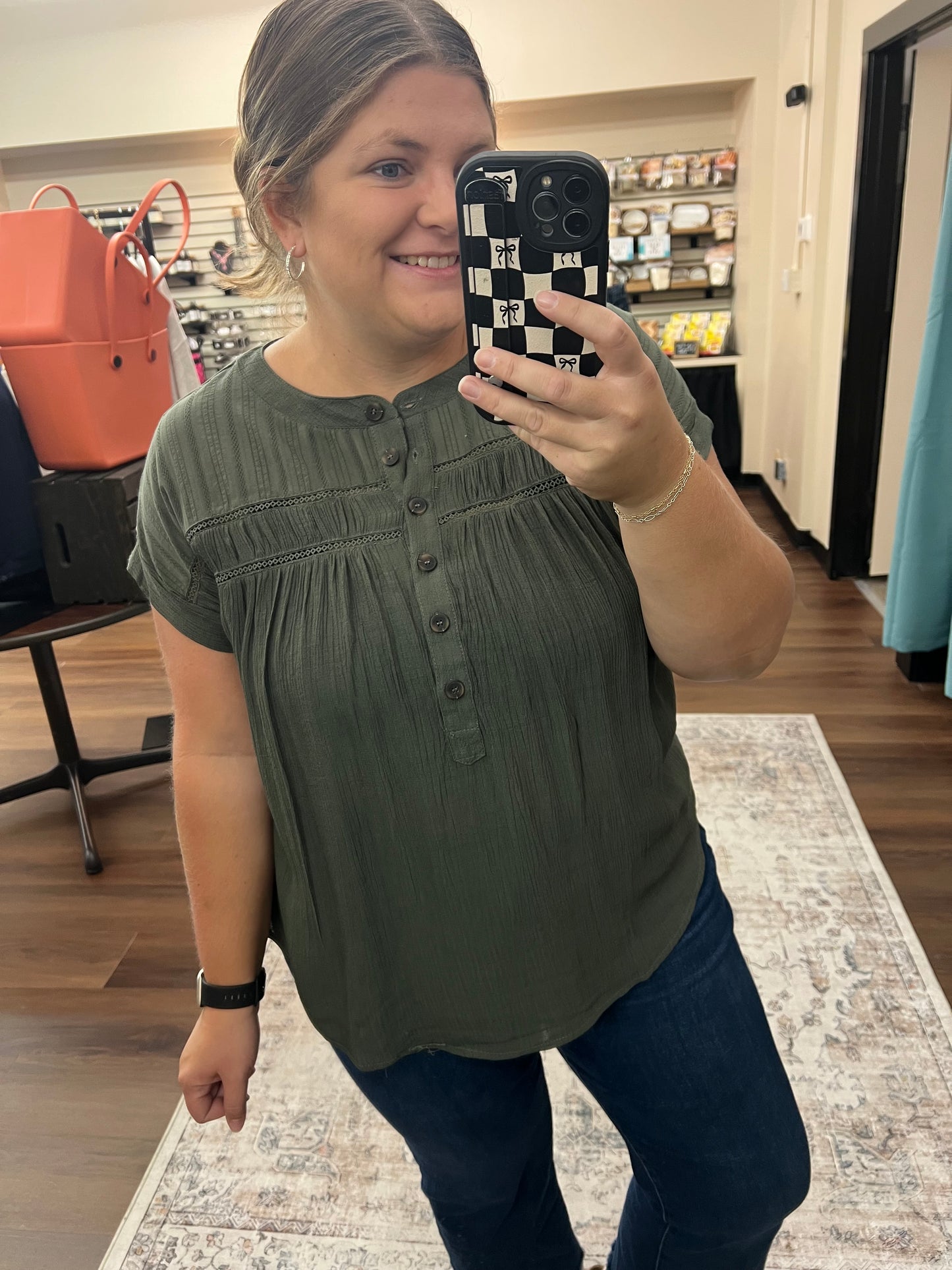 Olive Button Blouse