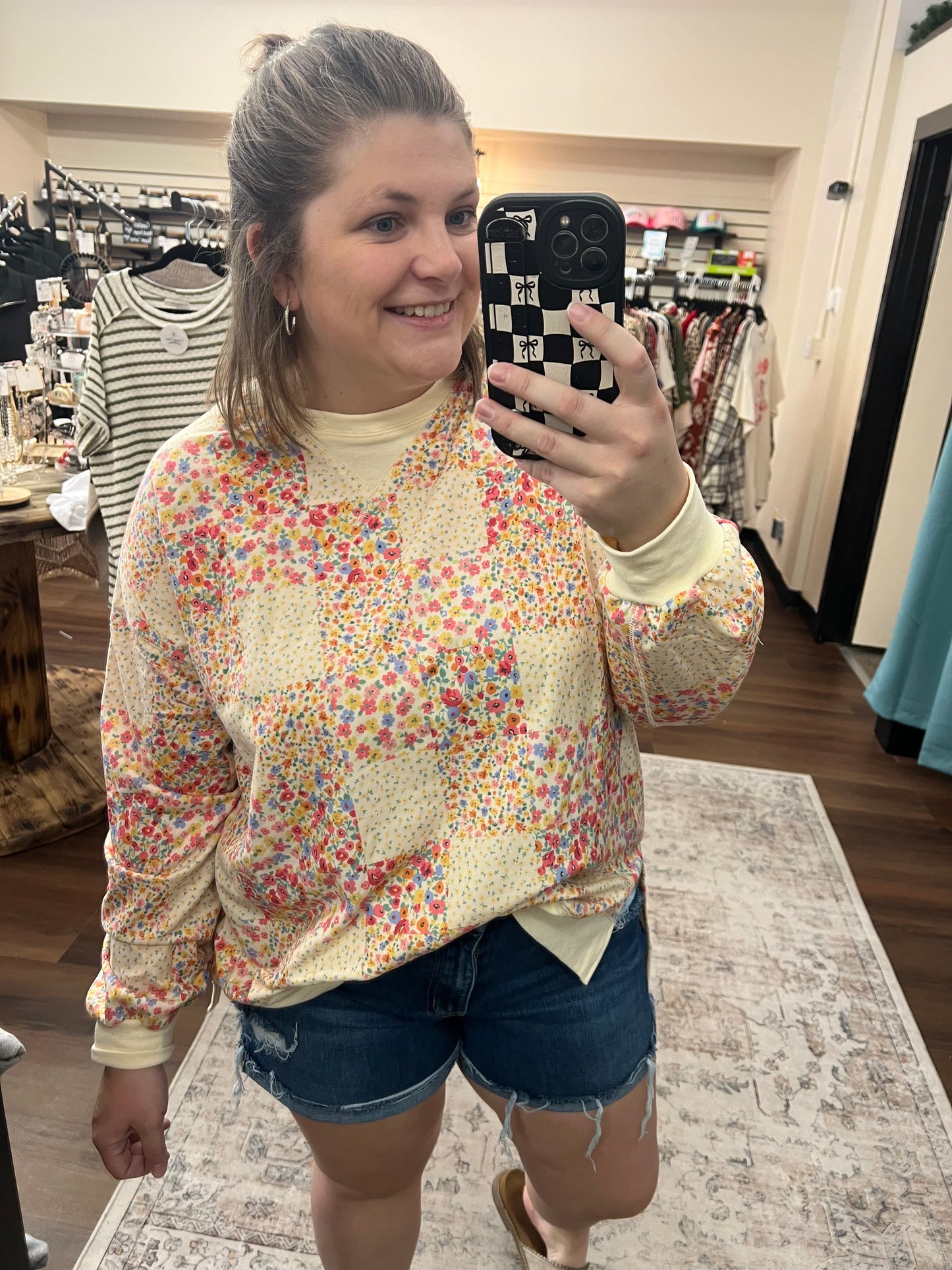 Floral Patchwork Pullover