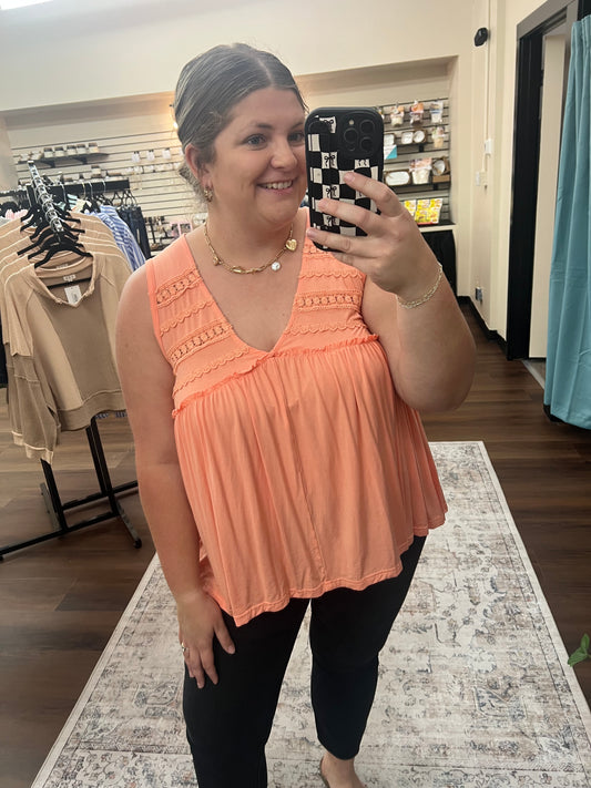 Lace Trim Tank - 2 Colors