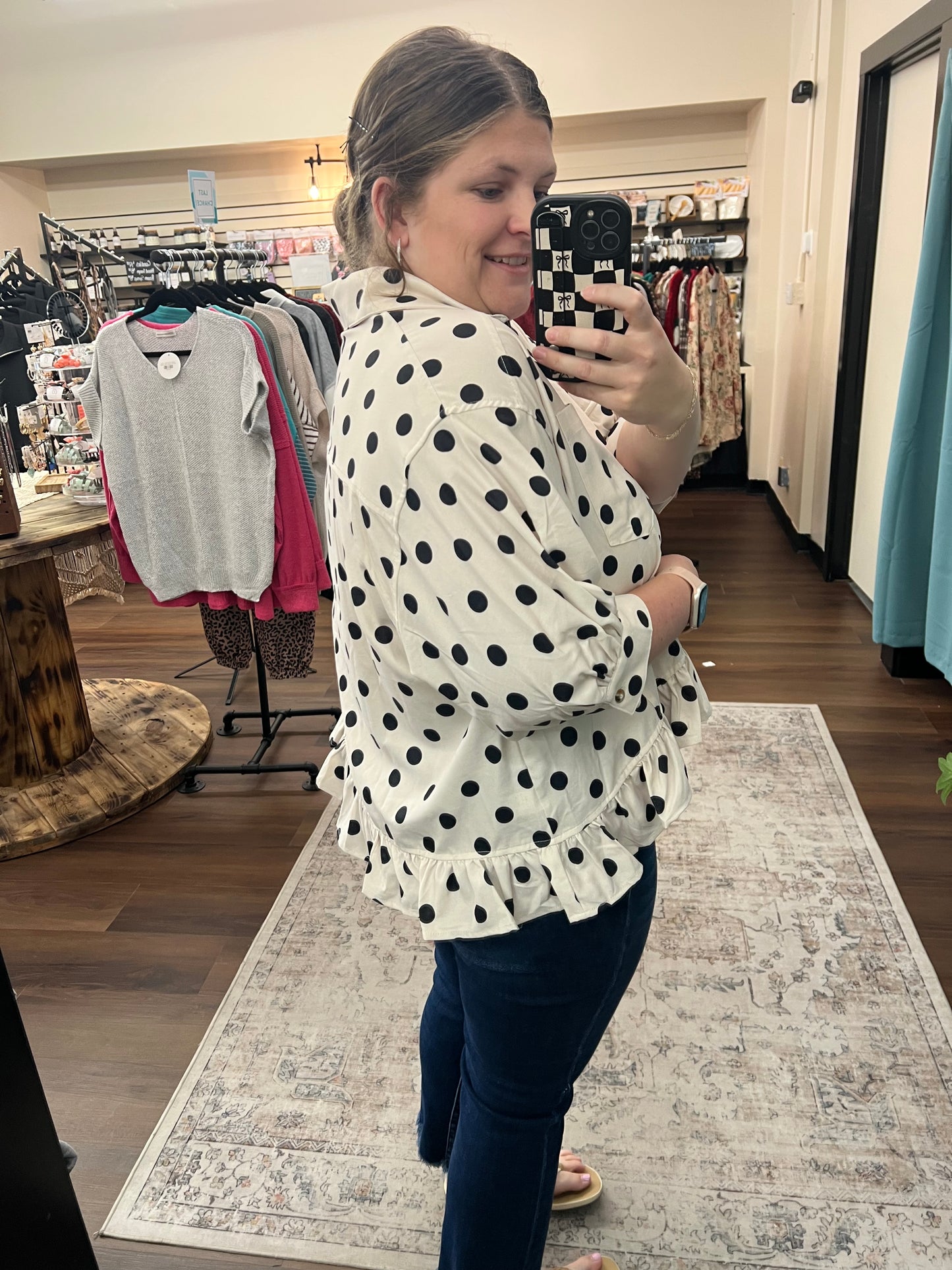 Polka Dot Peplum Top