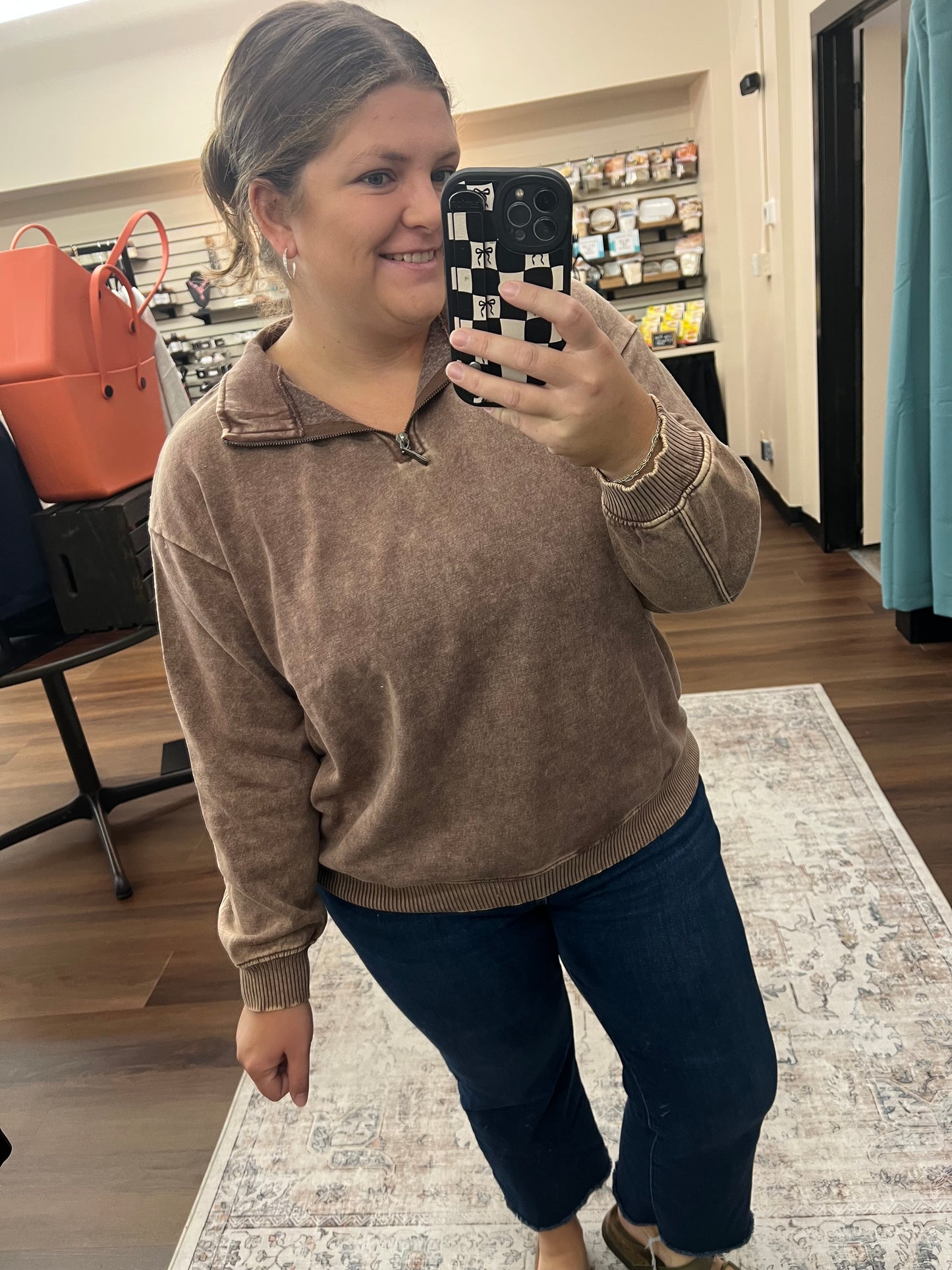 Acid Wash Half Zip Pullover - 3 Colors