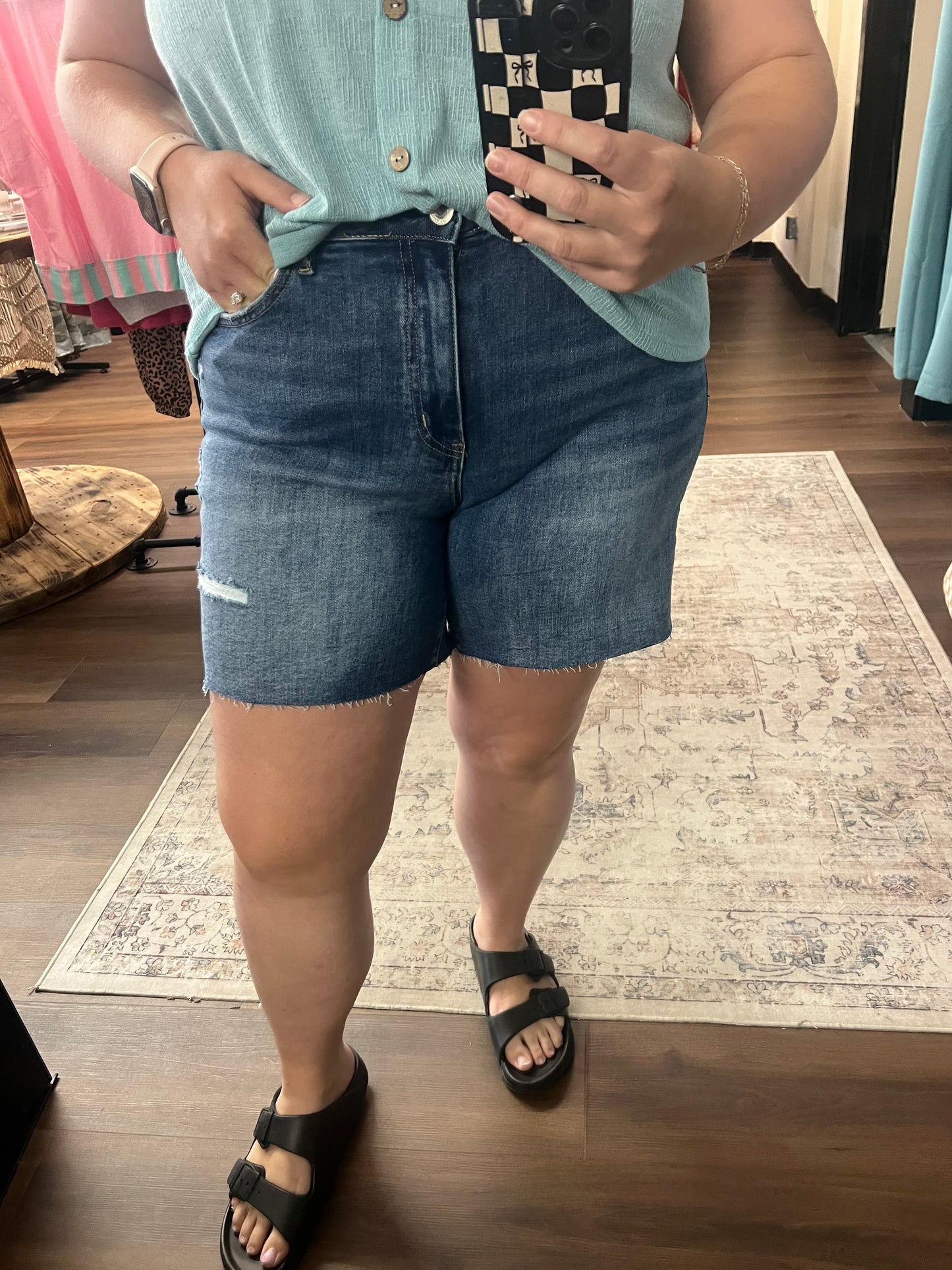High Rise Raw Hem Short