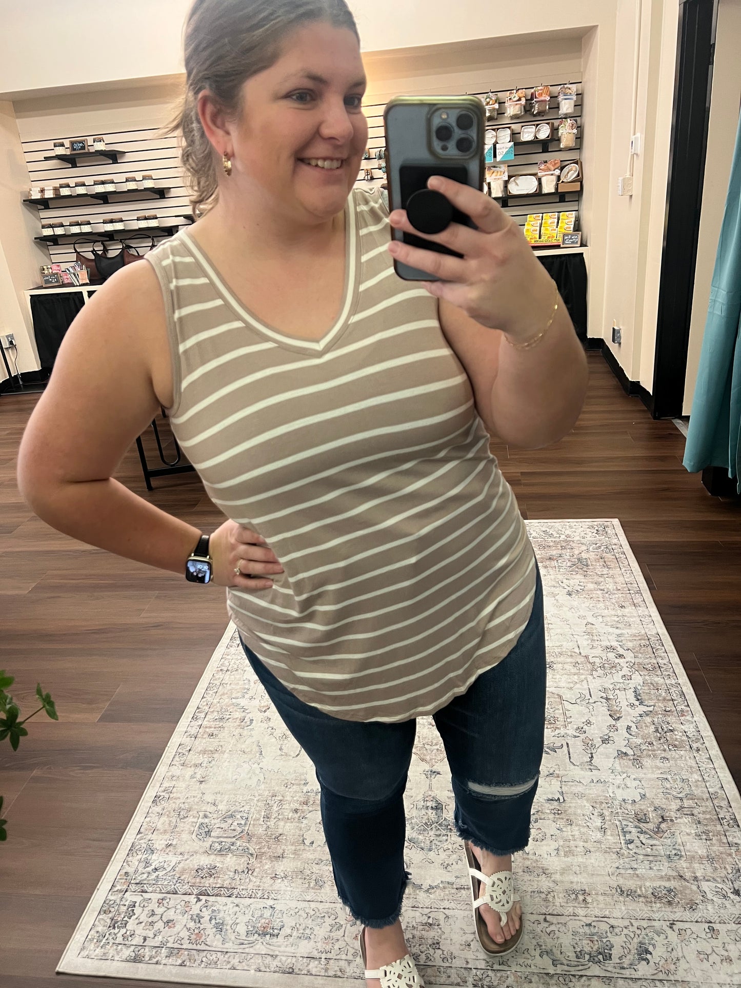 V-neck Striped Tank