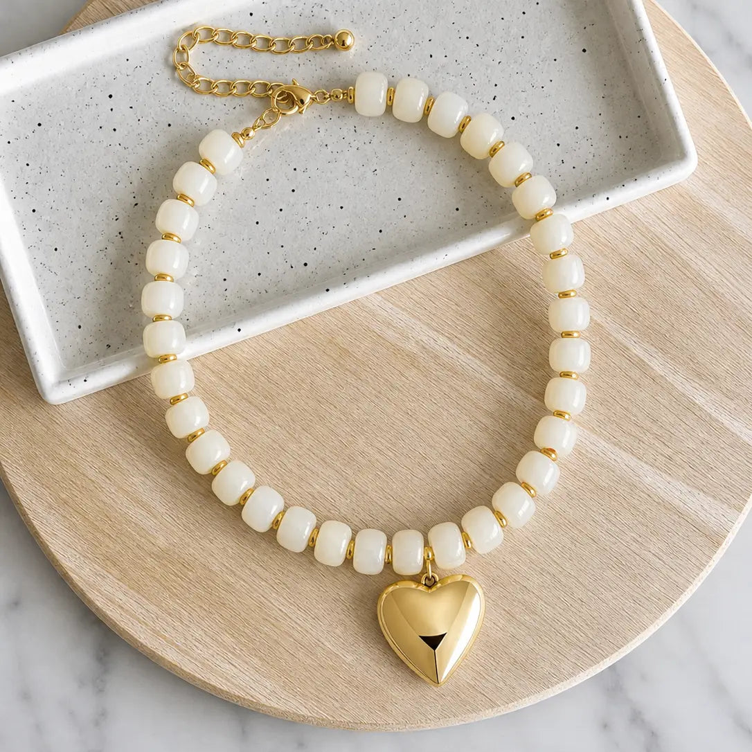 Maddie Beaded Heart Necklace - 4 Colors