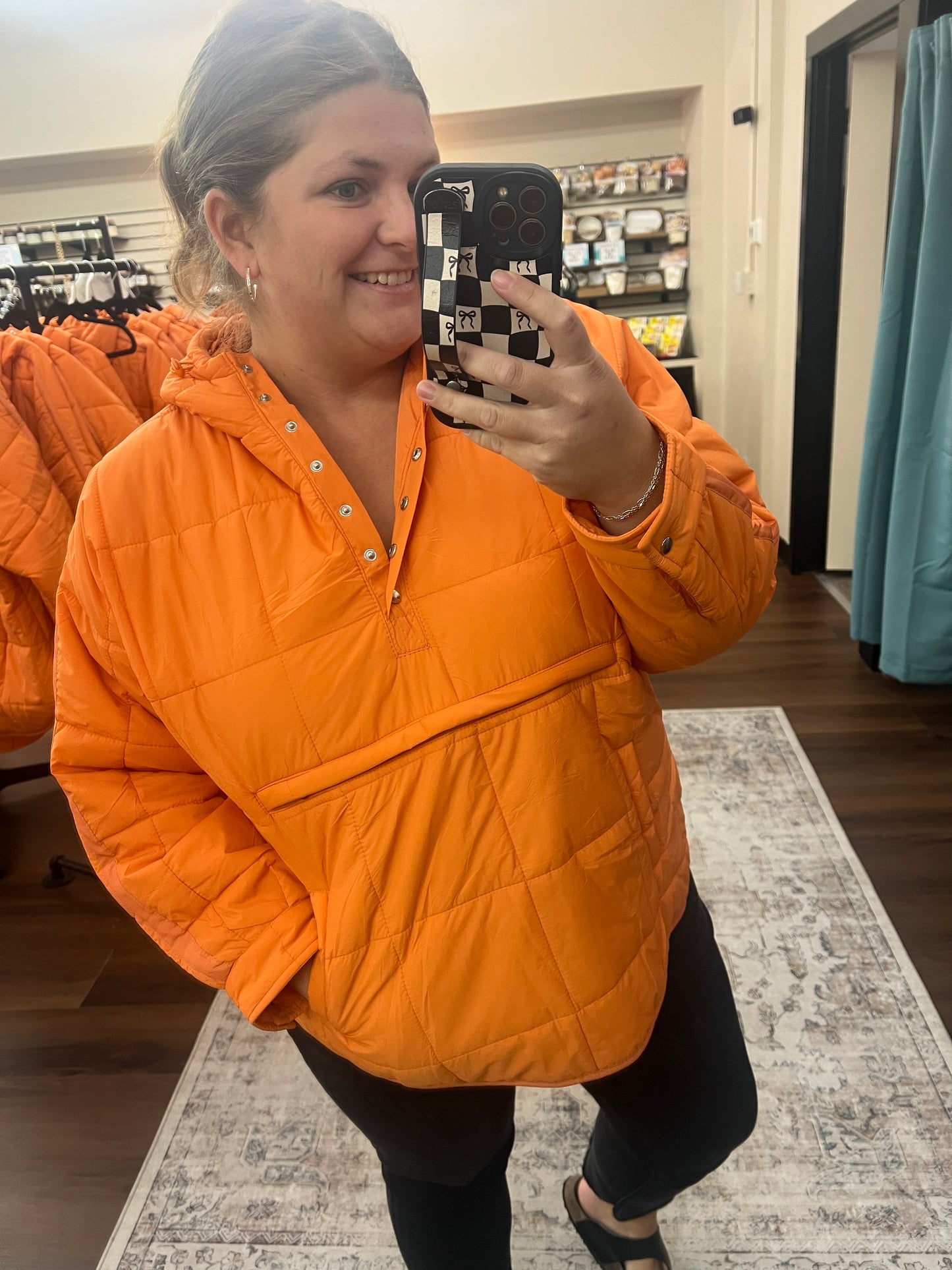 Orange Puffer Pullover