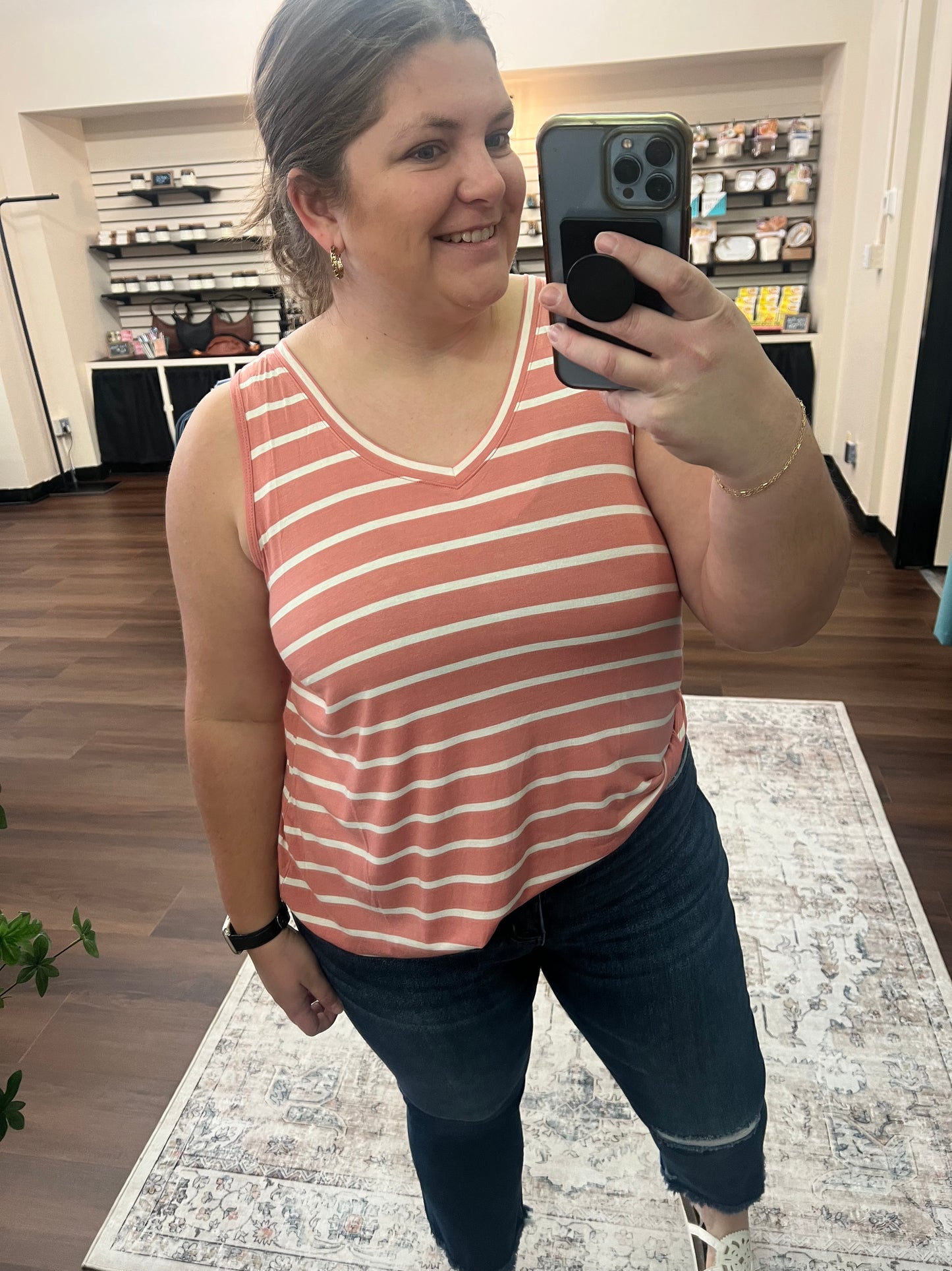 V-neck Striped Tank