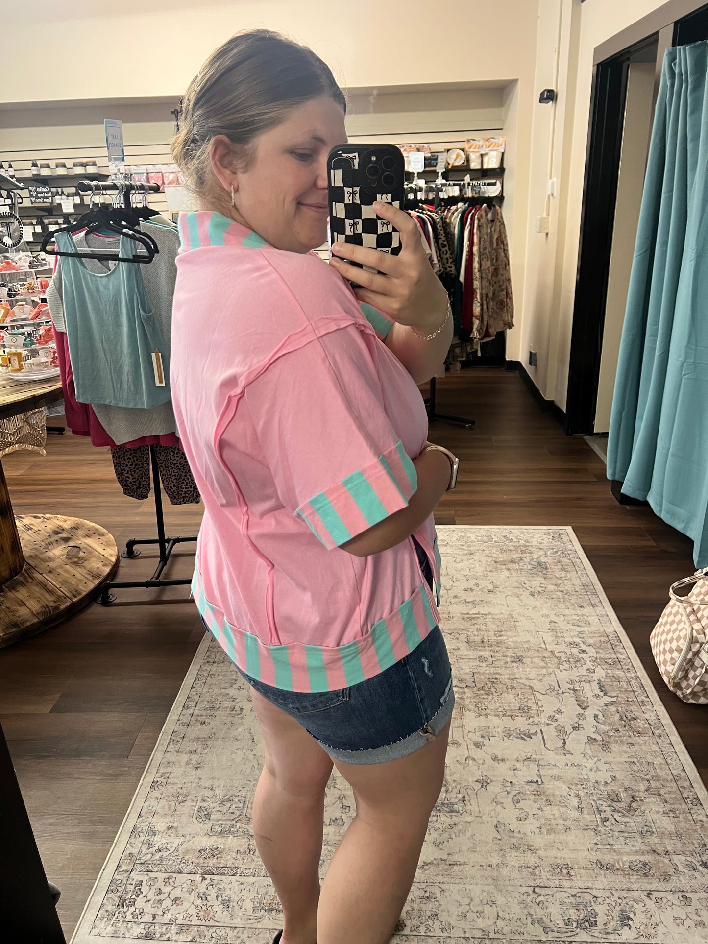 Pink Relaxed Collar Top