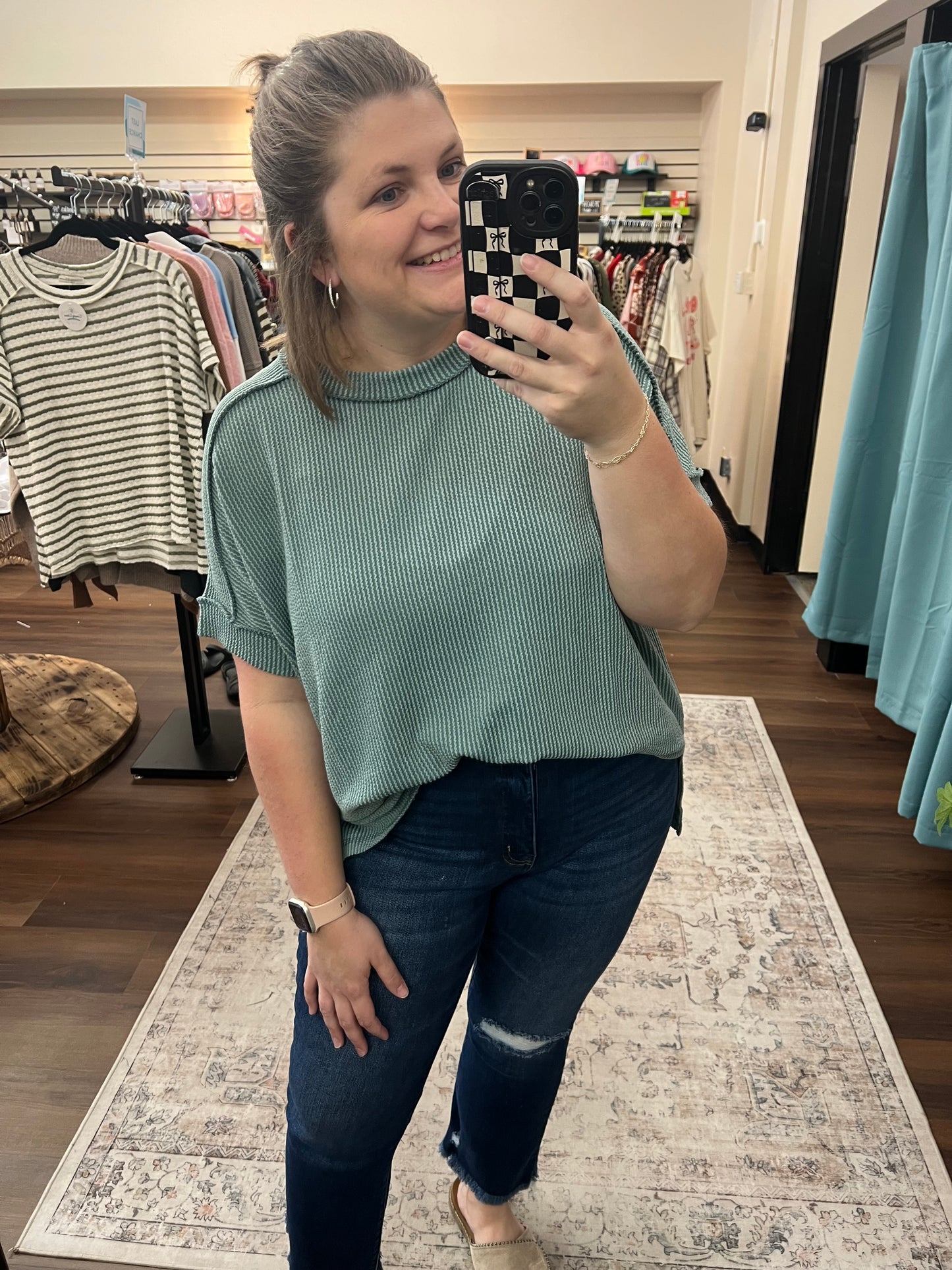 Jade Ribbed Tee