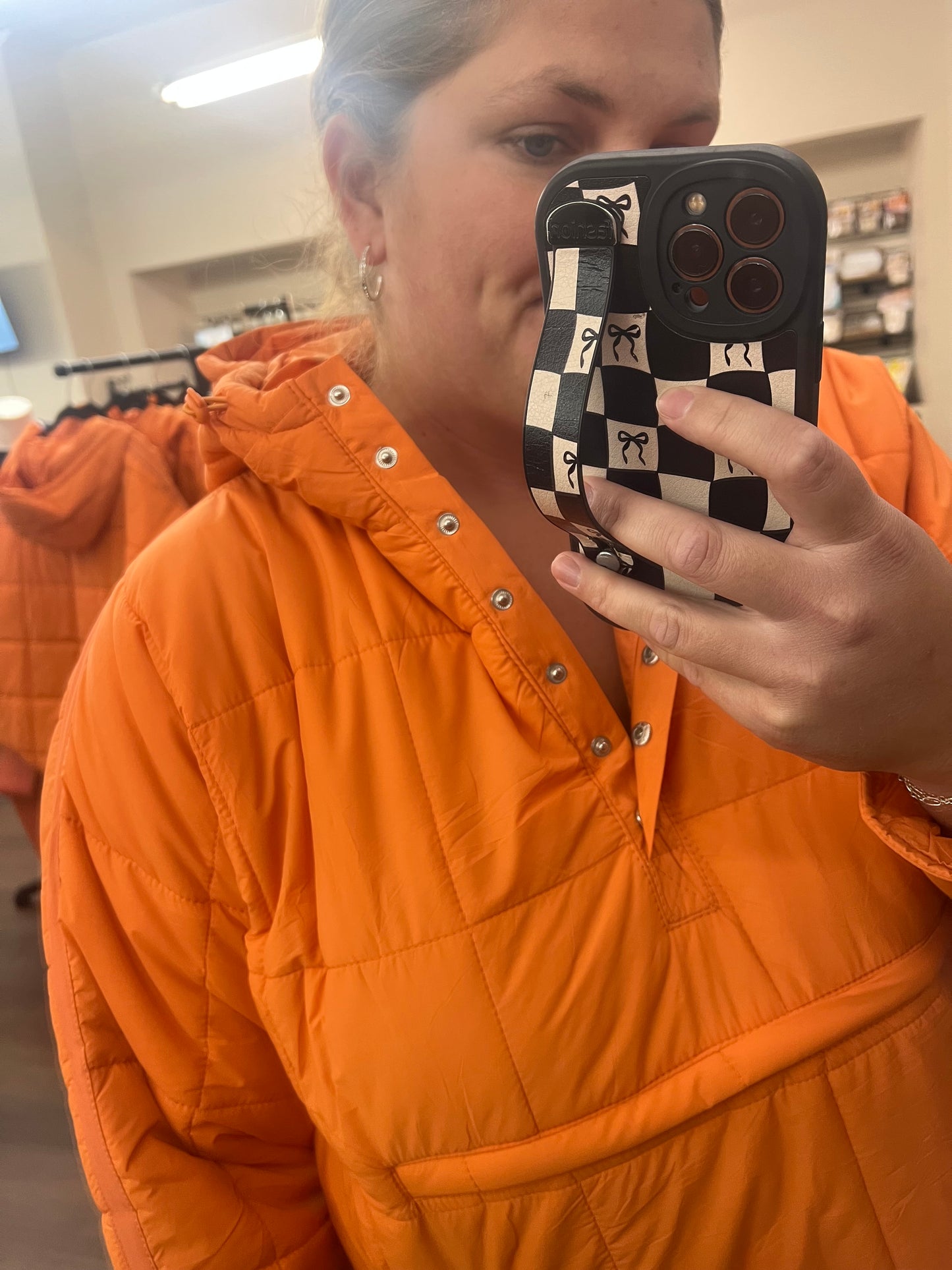 Orange Puffer Pullover
