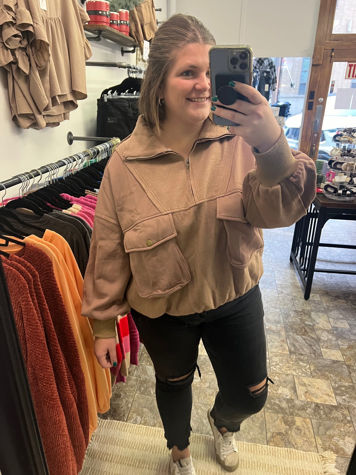 Mocha Vintage Washed Pullover