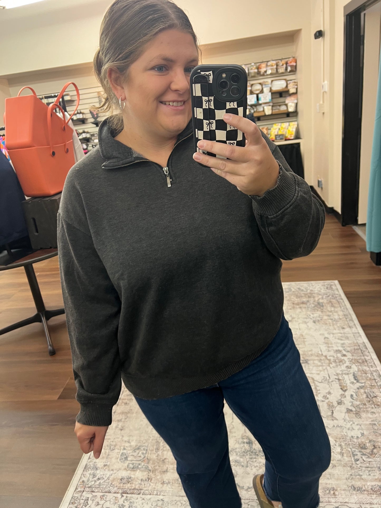 Acid Wash Half Zip Pullover - 3 Colors