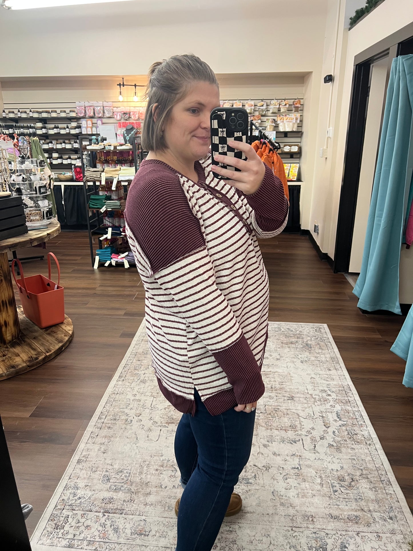 Burgundy Striped Pullover