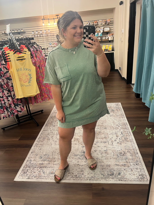 Sage Washed Tshirt Dress