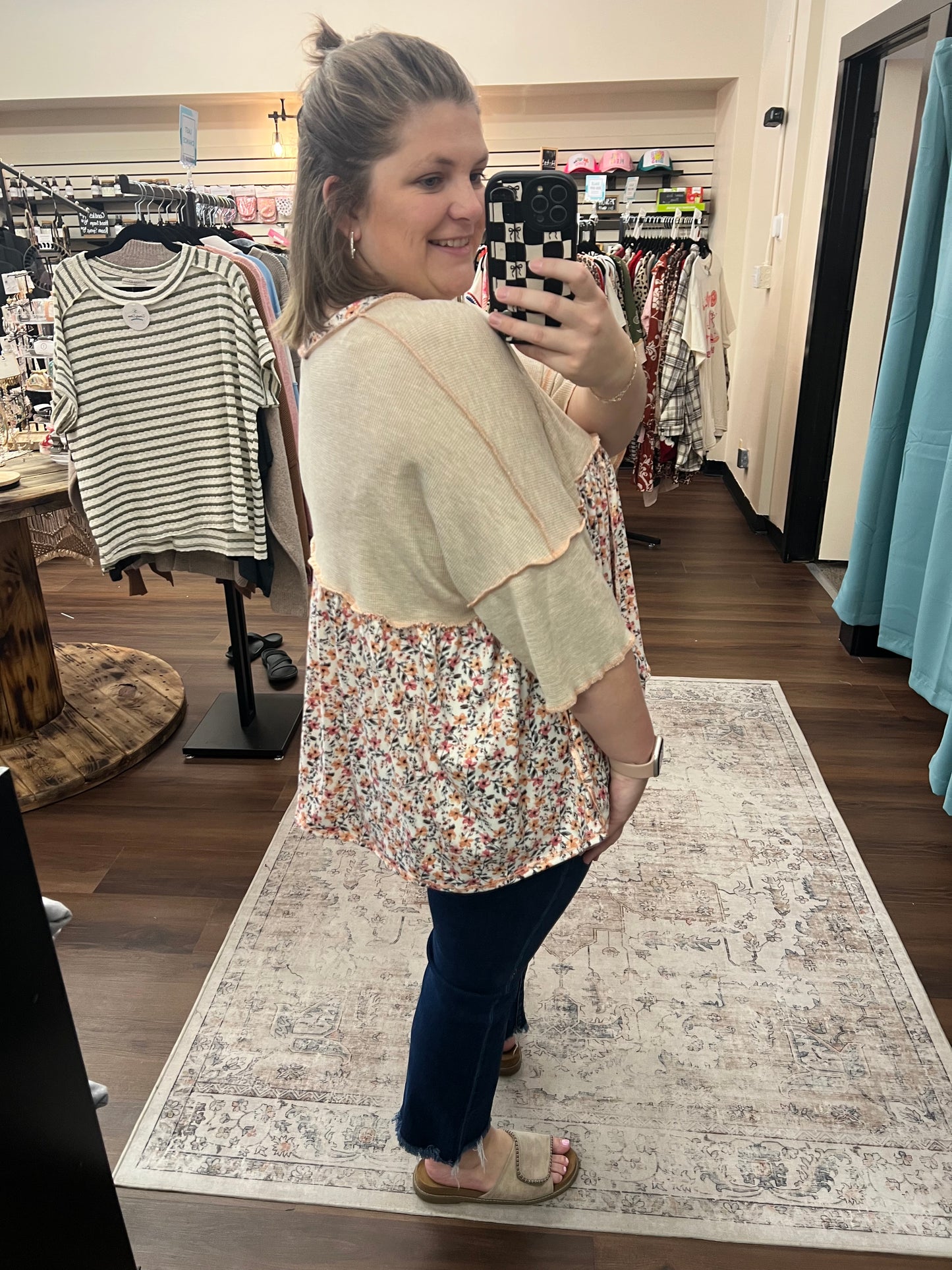 Babydoll Floral Knit Top