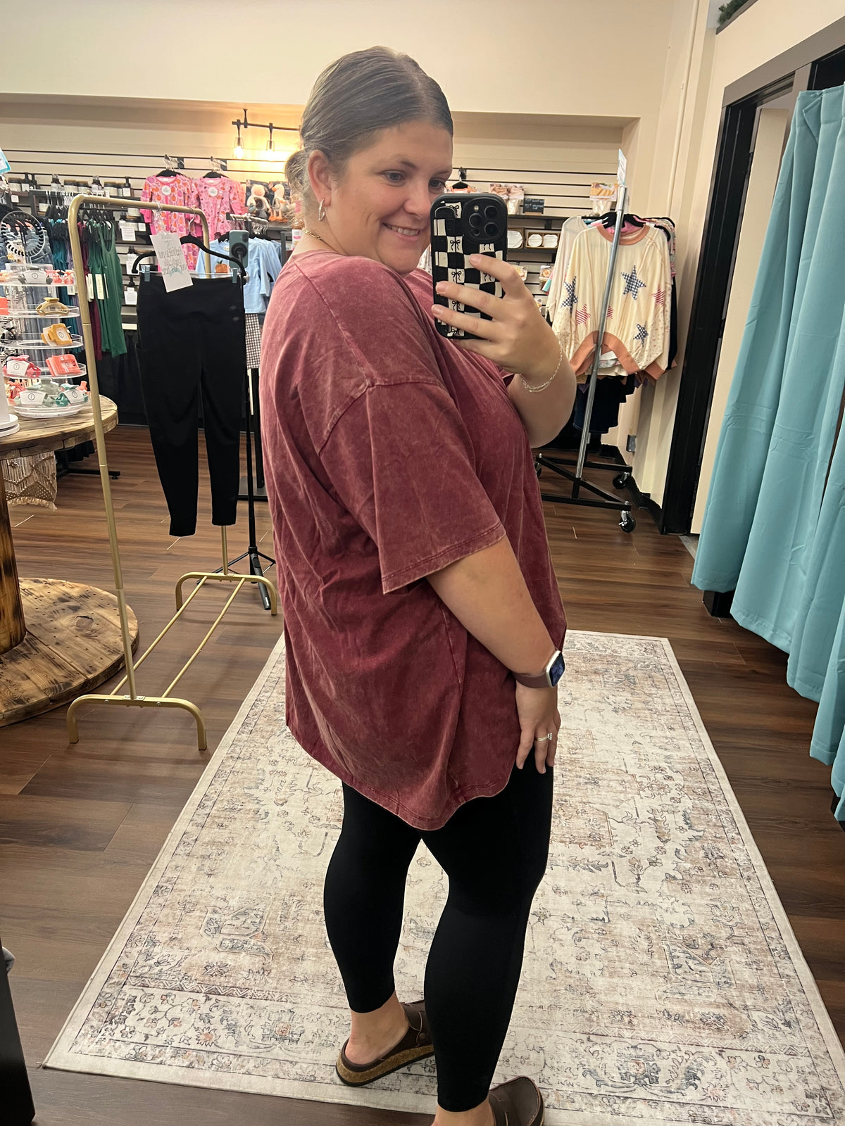 Acid Washed Oversized Tee - Cabernet