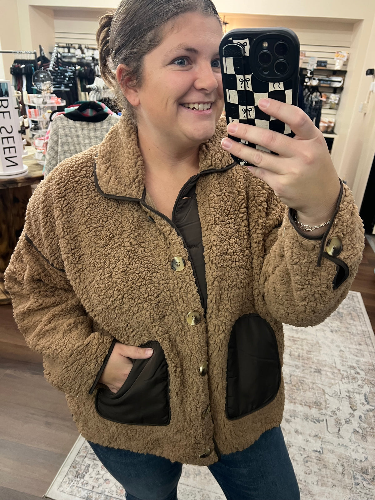 Mocha Sherpa Fleece Jacket