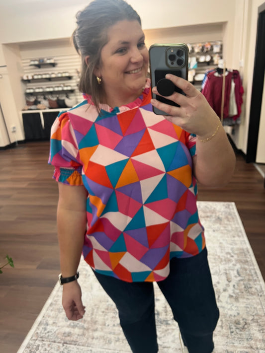 Puff Geo Print Blouse