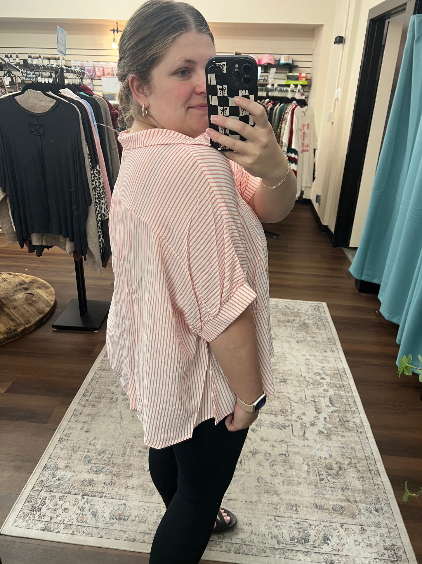 Breeze Button Down Top - Coral