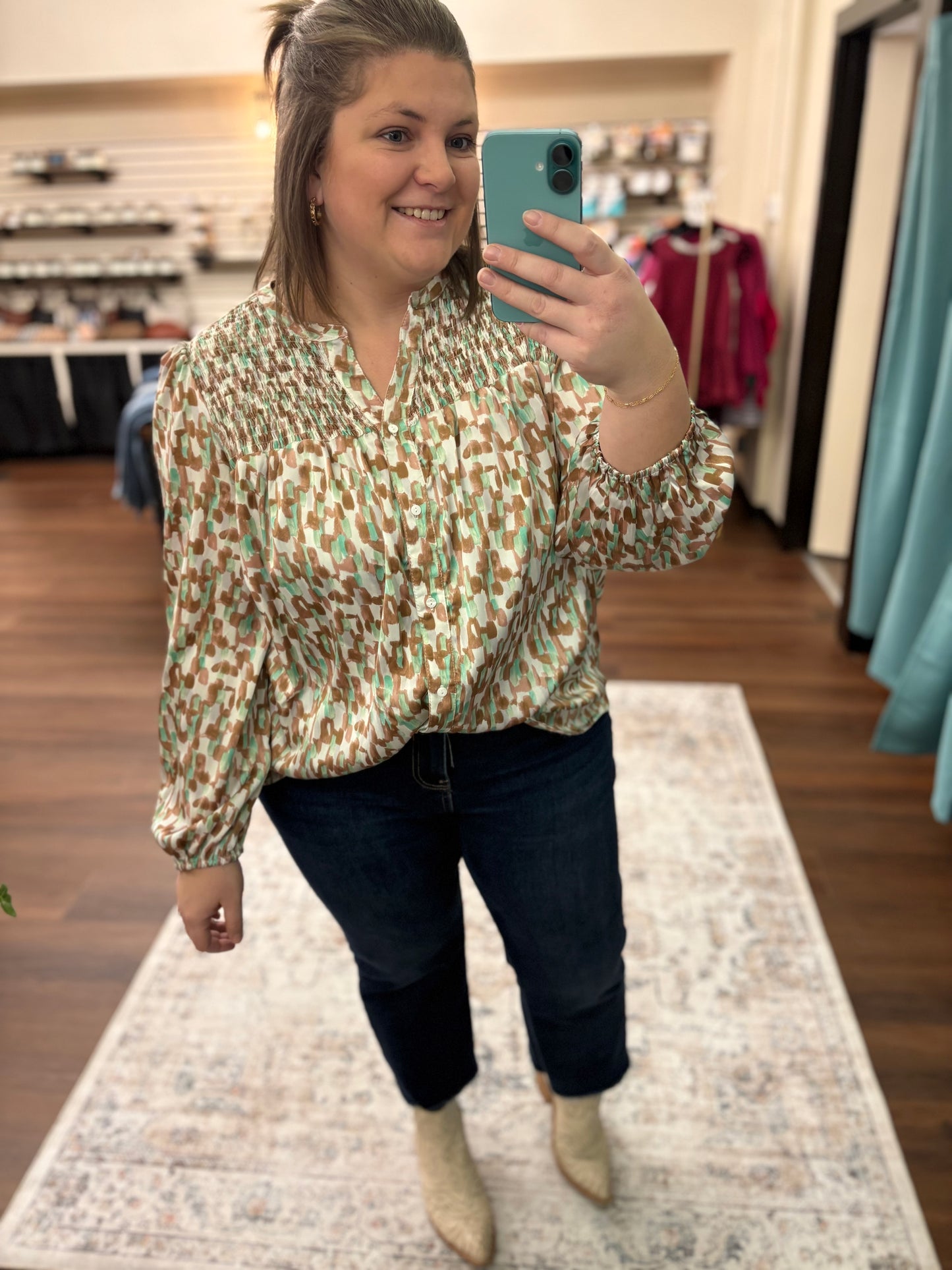 Mint Satin Blouse