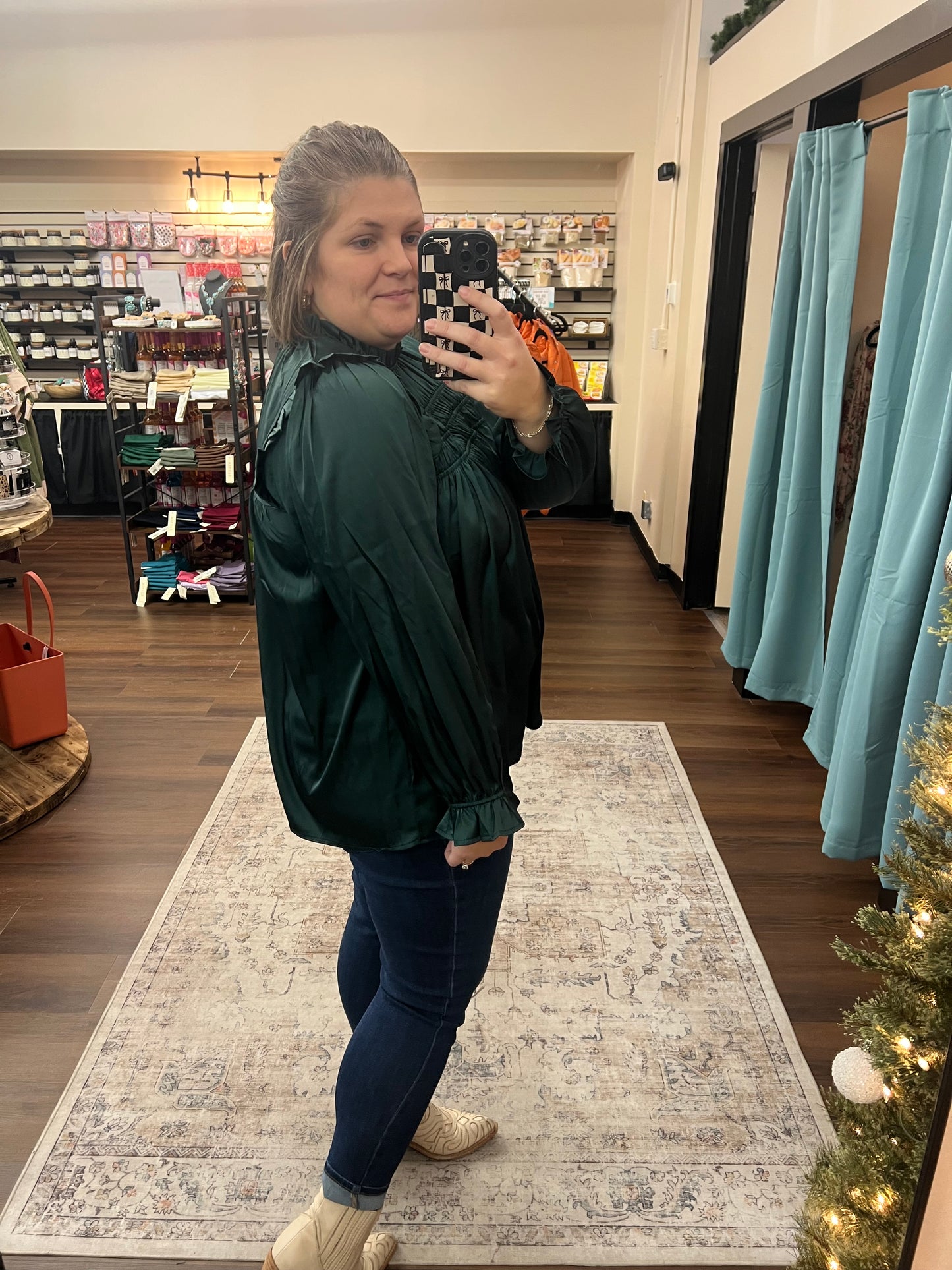 Hunter Satin Ruffle Blouse