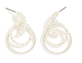 Textured Metal Hoop Drop Earring