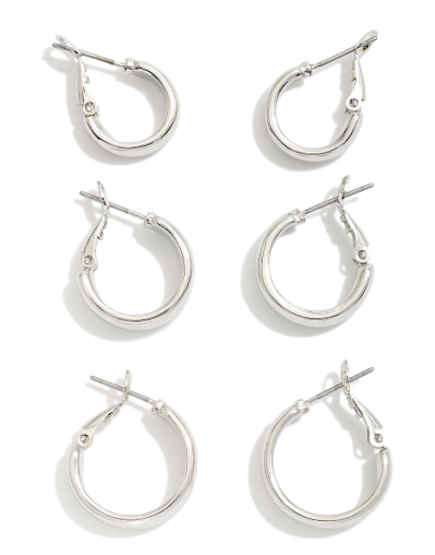 Three Piece Silver Hoop Set