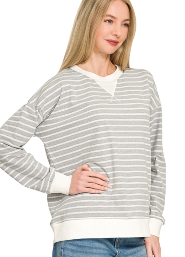 Heather Striped Pullover