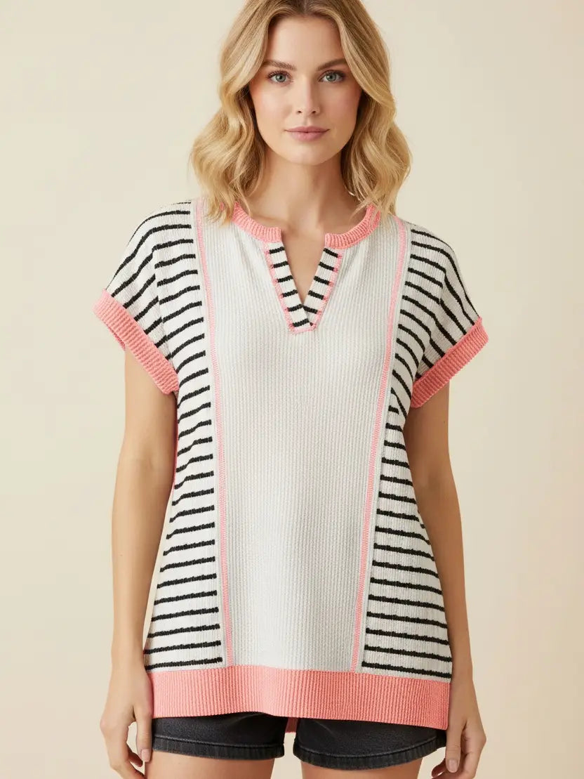 Salmon Color Block Tee