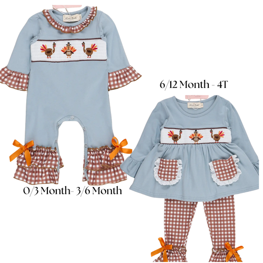 Turkey Ruffle & Gingham Outfit / Romper