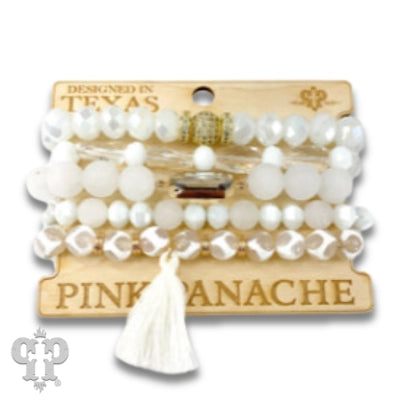 White Charm Bracelet Stack
