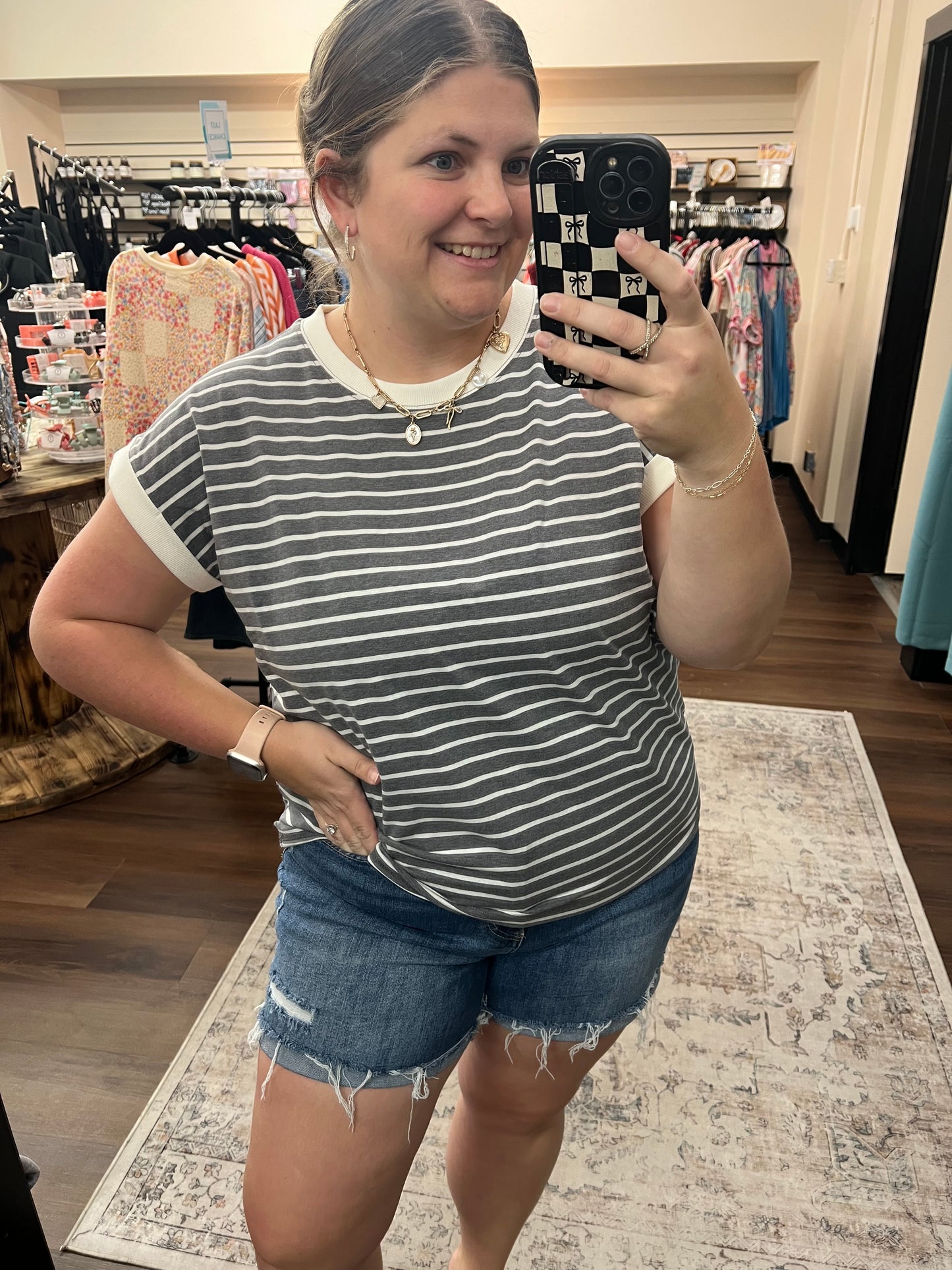 Charcoal Striped Tee