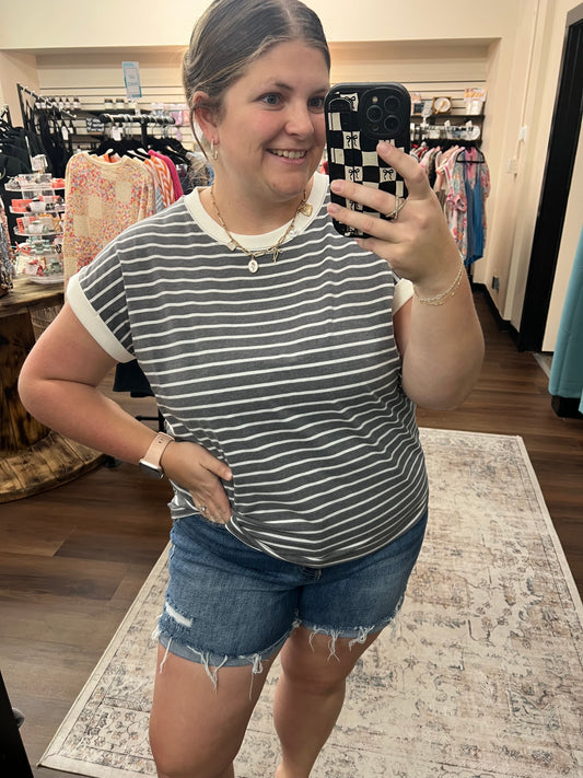 Charcoal Striped Tee