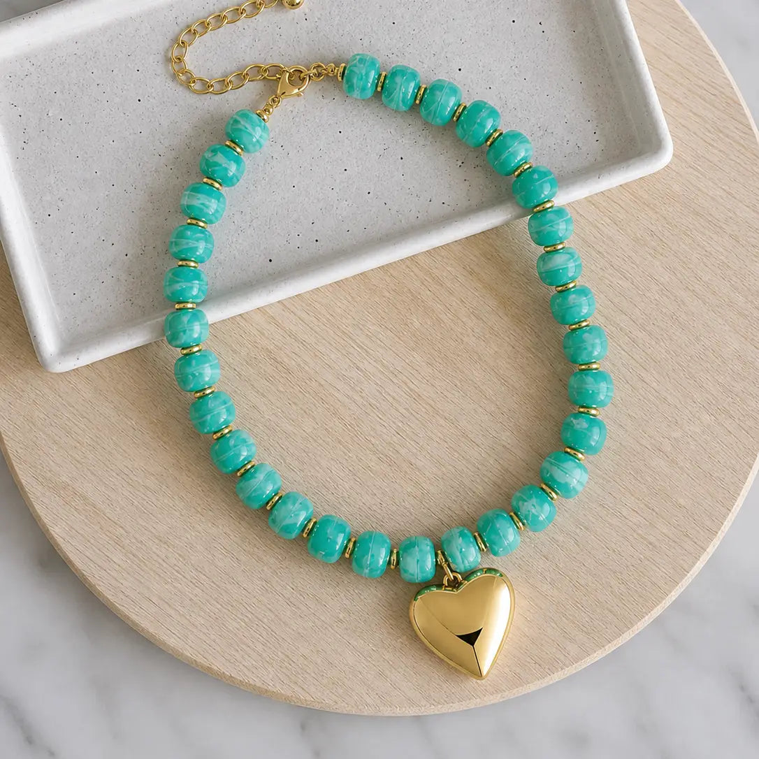 Maddie Beaded Heart Necklace - 4 Colors