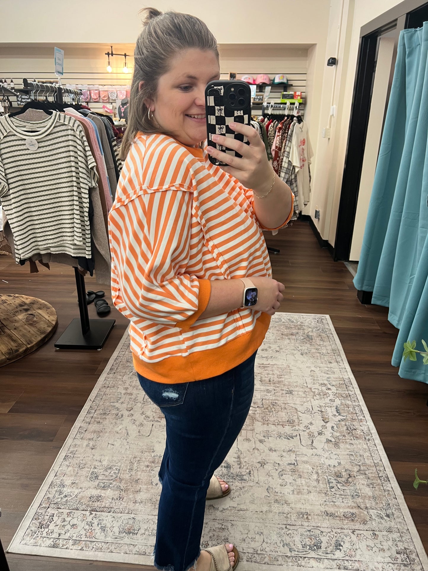 Orange Striped Pullover