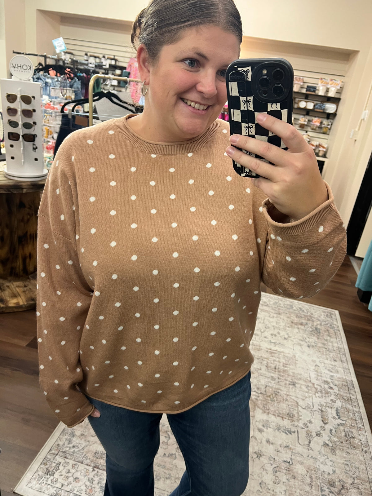 Mocha Polka Dot Sweater