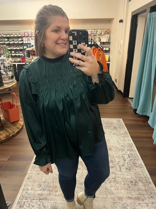 Hunter Satin Ruffle Blouse