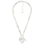 Paperclip Chain Heart & Cross Necklace