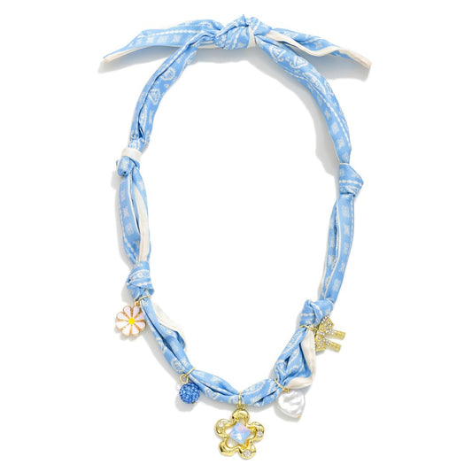 Bandana Flower Charm Necklace
